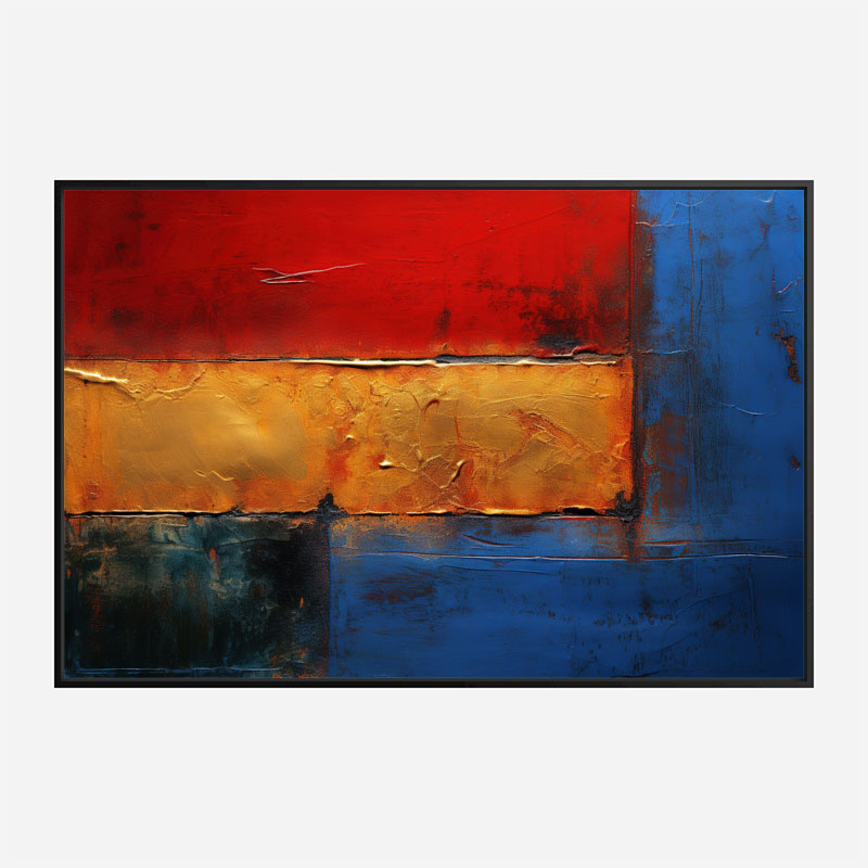 Red Blue & Gold Rothko 2 Style Abstract Art Print